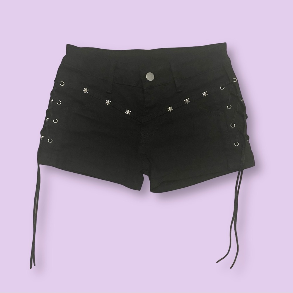 Black Denim Micro Mini Women Shorts